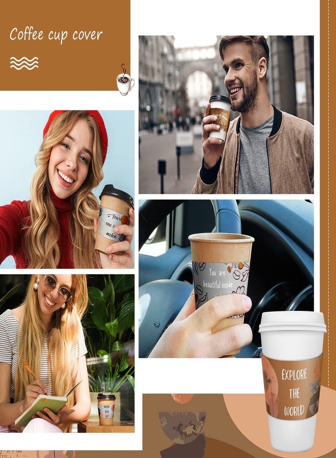 Dingion 500 Pack Coffee Cup Sleeves Corrugated Cardboard Motivational Disposable Sleeve for Inspiring Cold or Hot Beverage Chocolate Coffee Tea, Fits 12oz 16oz Paper Cups - Image 4